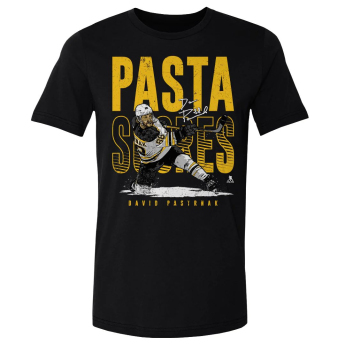 Boston Bruins muška majica David Pastrnak #88 Pasta Scores WHT 500 Level