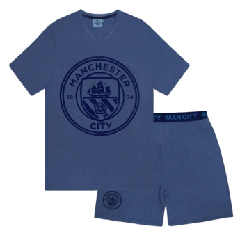 Manchester City muška pidžama Short Blue Marl